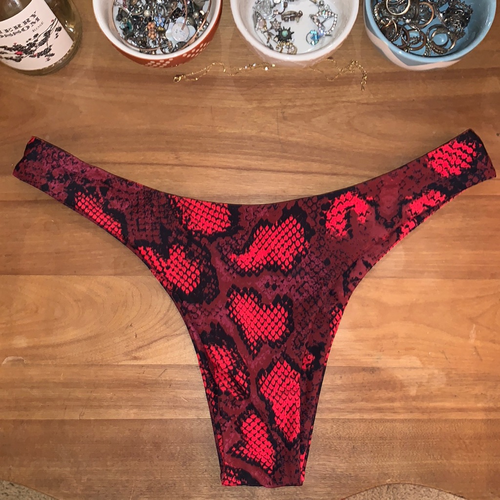 Red Snakeskin Bikini Bottoms